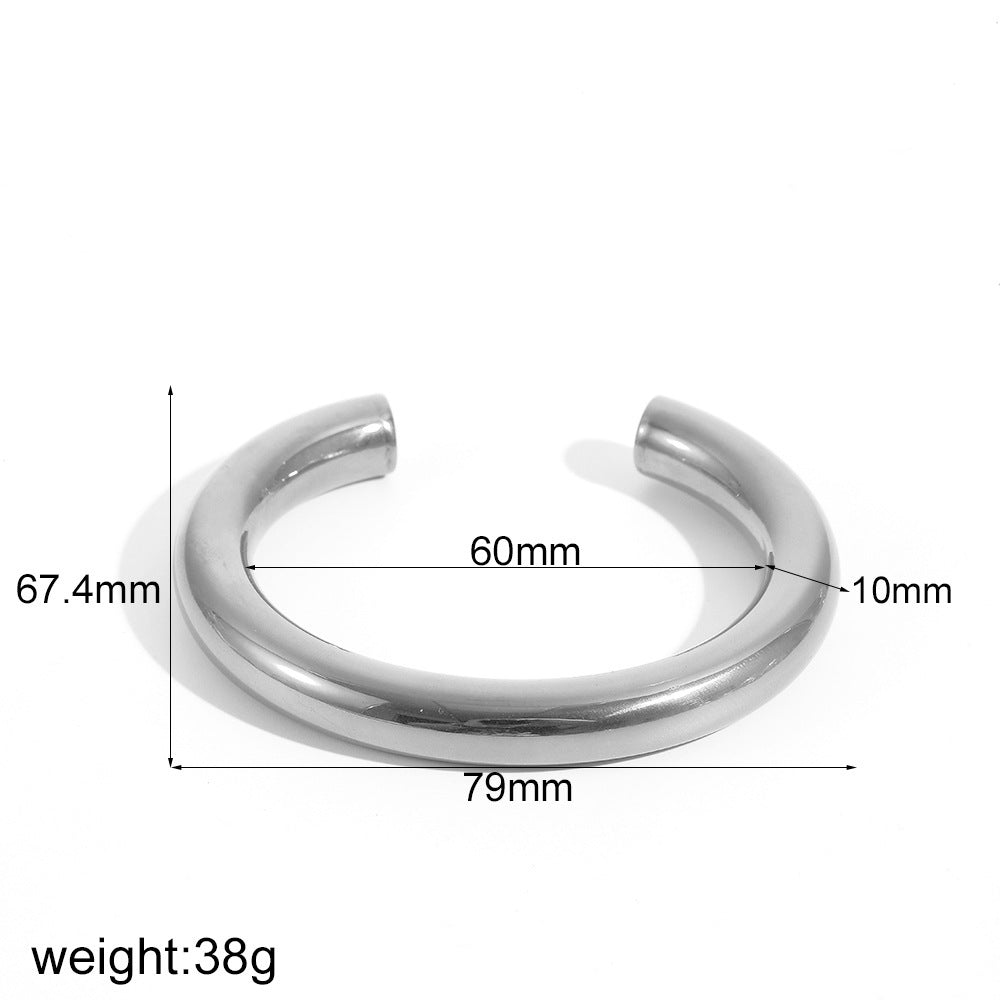 Simple Glossy Titanium Steel Bracelet For Women Does Not Fade - Rhyme - and - Chain