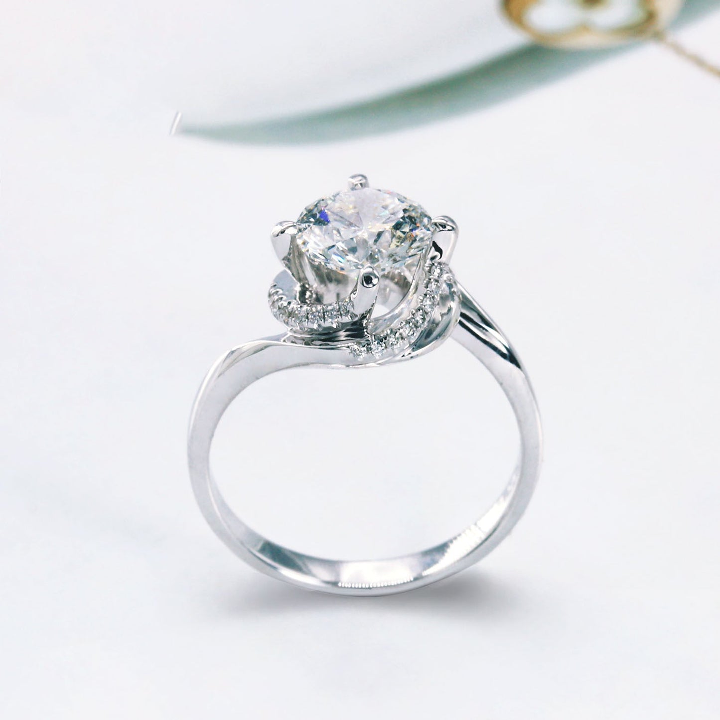 Six Prong Moissanite Engagement Ring - Rhyme - and - Chain