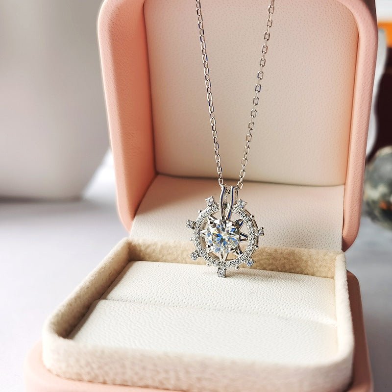 South Korea Colored Moissanite 1ct Romantic Ferris Wheel Pendant Necklace - Rhyme - and - Chain