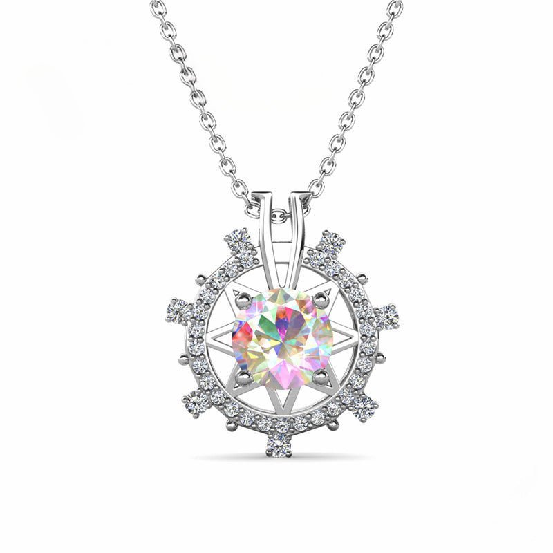 South Korea Colored Moissanite 1ct Romantic Ferris Wheel Pendant Necklace - Rhyme - and - Chain