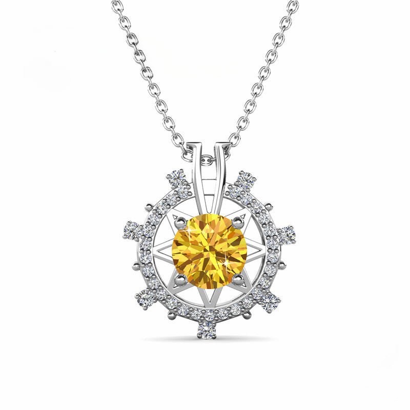 South Korea Colored Moissanite 1ct Romantic Ferris Wheel Pendant Necklace - Rhyme - and - Chain