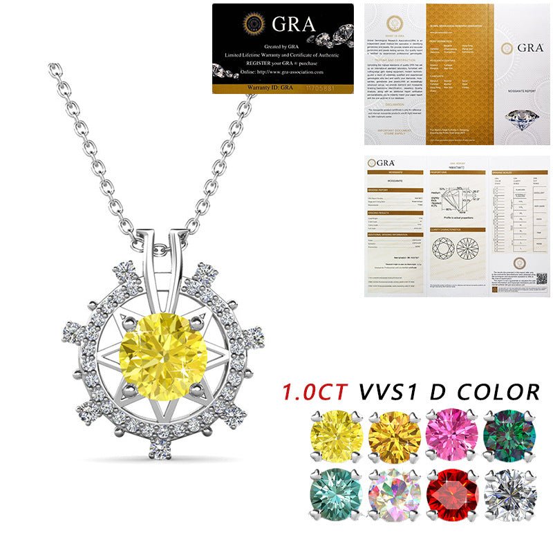 South Korea Colored Moissanite 1ct Romantic Ferris Wheel Pendant Necklace - Rhyme - and - Chain