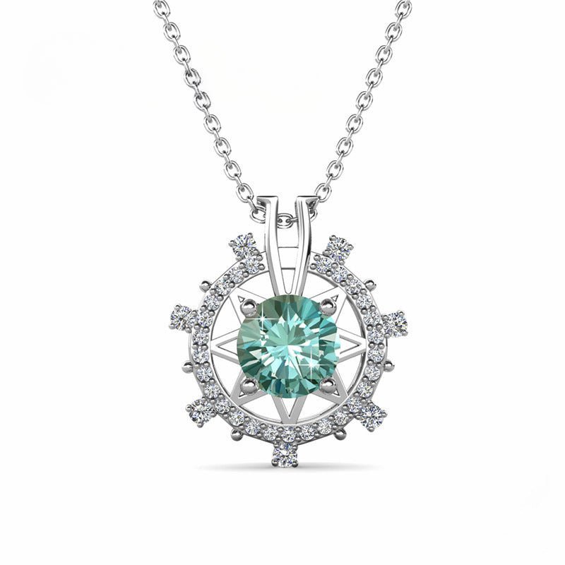 South Korea Colored Moissanite 1ct Romantic Ferris Wheel Pendant Necklace - Rhyme - and - Chain