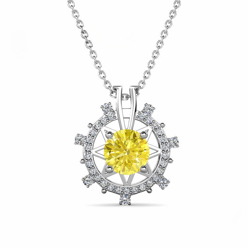 South Korea Colored Moissanite 1ct Romantic Ferris Wheel Pendant Necklace - Rhyme - and - Chain