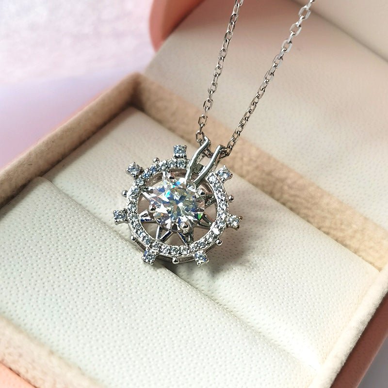 South Korea Colored Moissanite 1ct Romantic Ferris Wheel Pendant Necklace - Rhyme - and - Chain