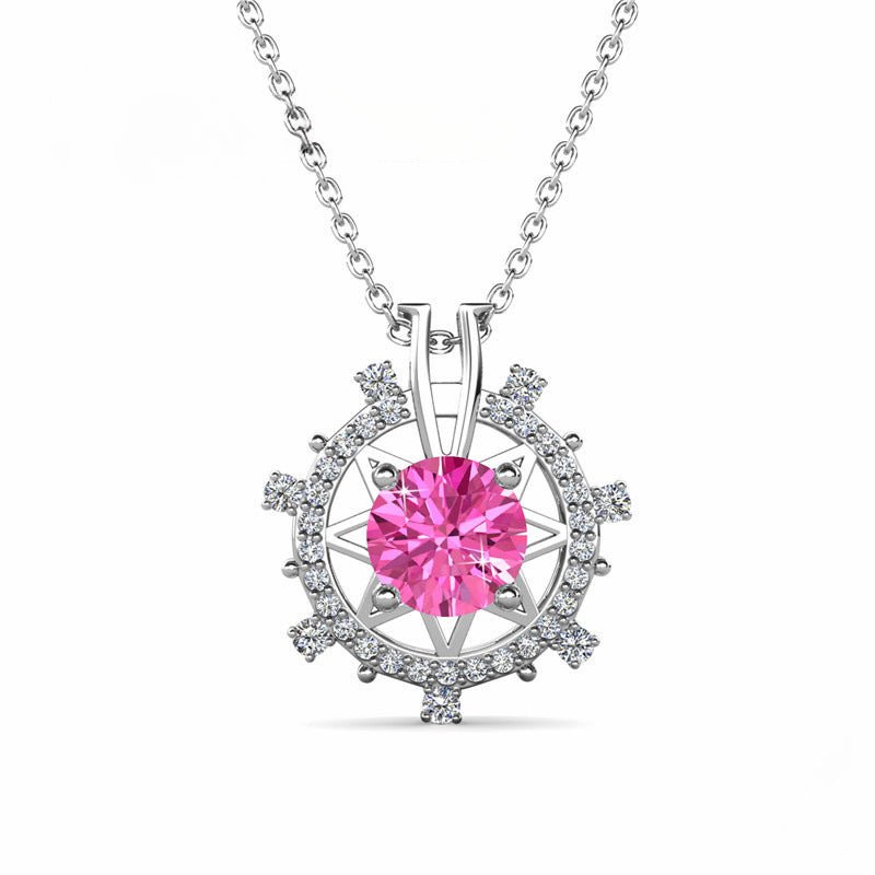 South Korea Colored Moissanite 1ct Romantic Ferris Wheel Pendant Necklace - Rhyme - and - Chain