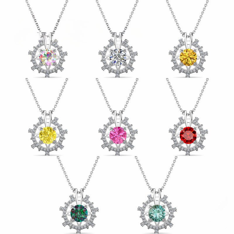 South Korea Colored Moissanite 1ct Romantic Ferris Wheel Pendant Necklace - Rhyme - and - Chain