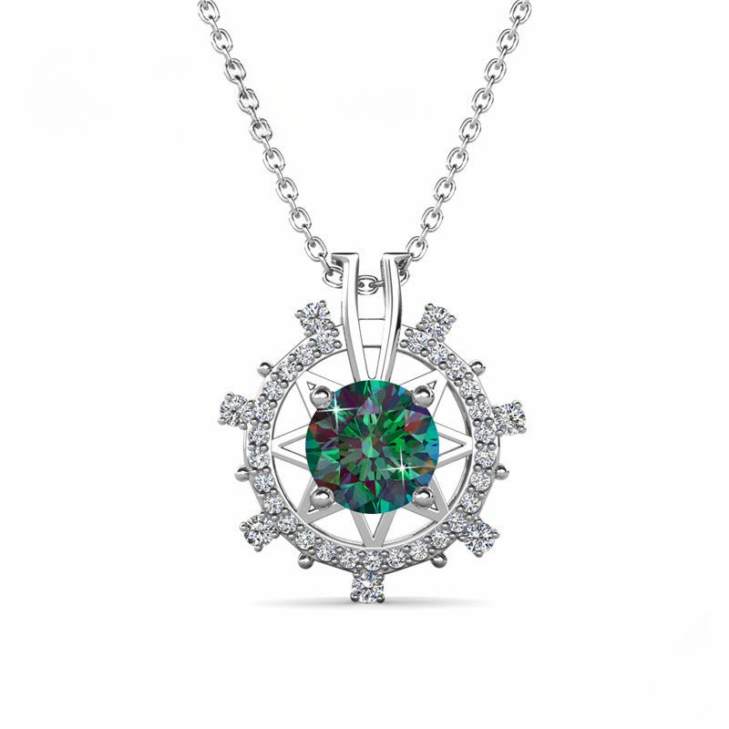 South Korea Colored Moissanite 1ct Romantic Ferris Wheel Pendant Necklace - Rhyme - and - Chain