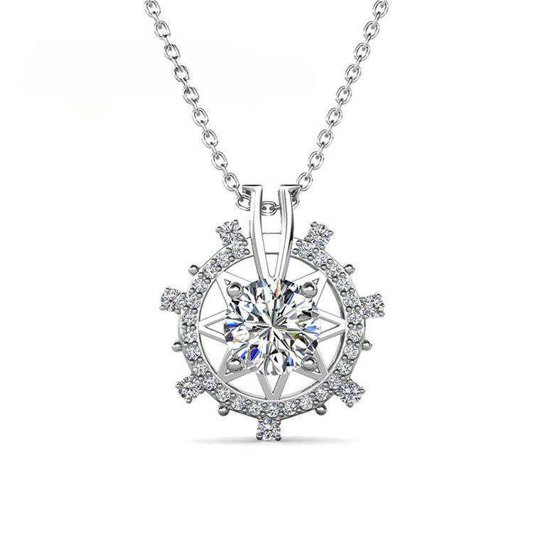 South Korea Colored Moissanite 1ct Romantic Ferris Wheel Pendant Necklace - Rhyme - and - Chain