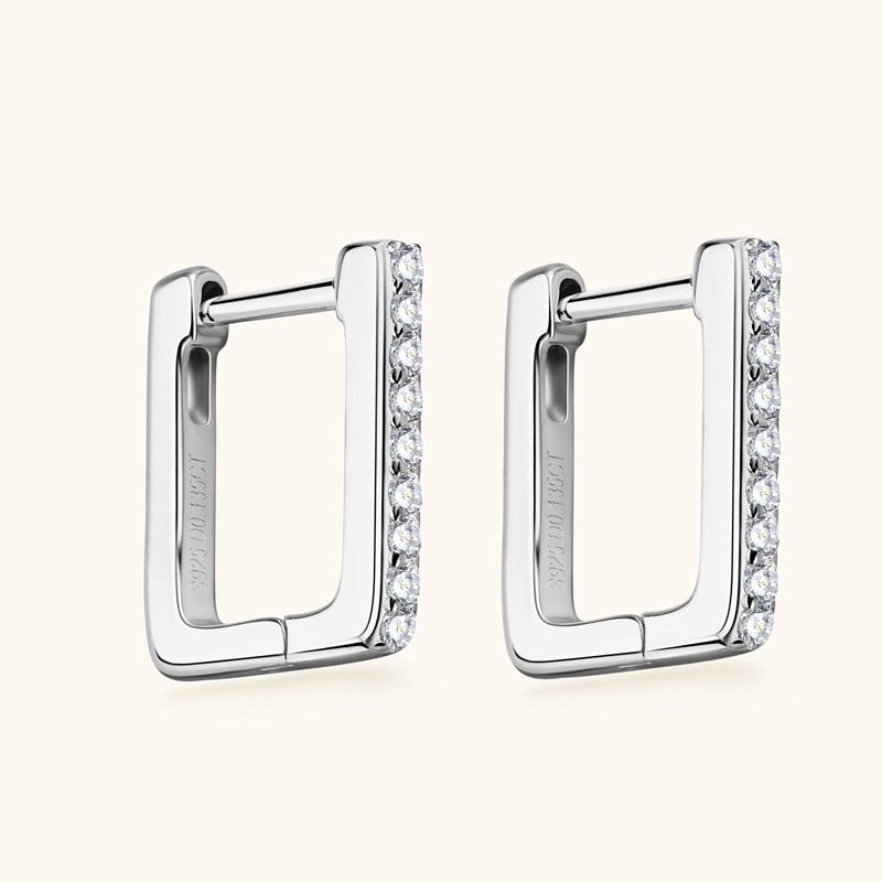 Square Moissanite Earrings For Women - Rhyme - and - Chain