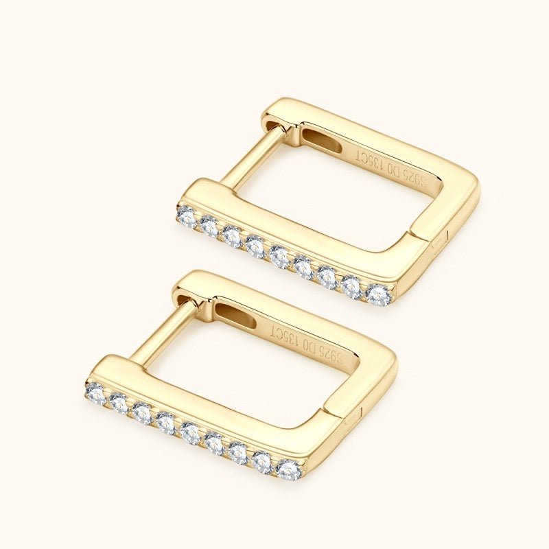 Square Moissanite Earrings For Women - Rhyme - and - Chain