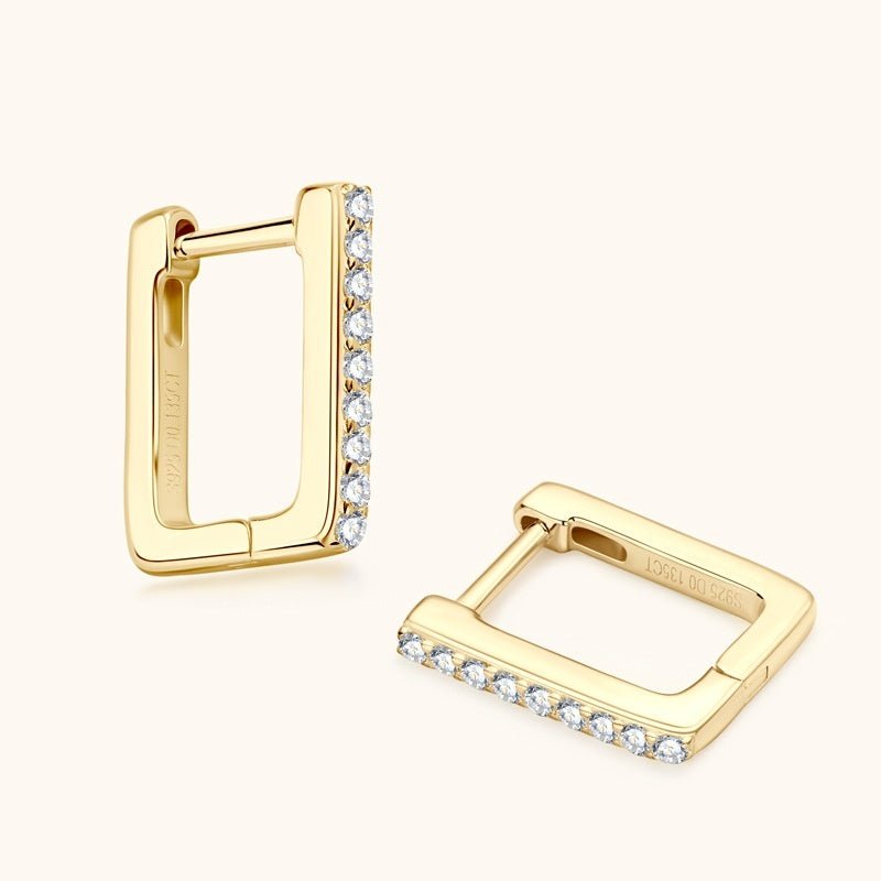 Square Moissanite Earrings For Women - Rhyme - and - Chain