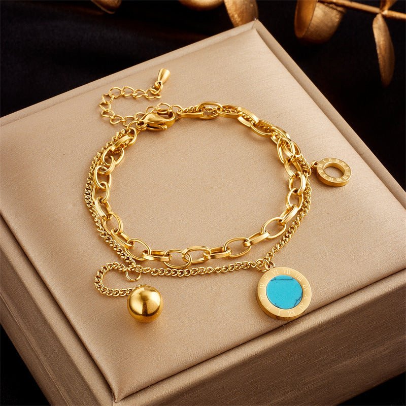 Stainless Steel Gold Plated Double Layer Bracelet Snake Chain - Rhyme - and - Chain