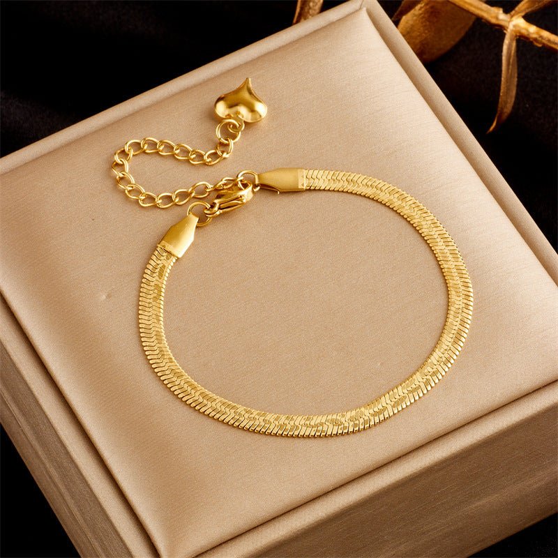 Stainless Steel Gold Plated Double Layer Bracelet Snake Chain - Rhyme - and - Chain