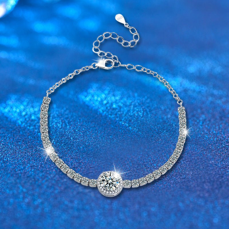 Starry Moissanite 925 Silver Bracelet - Rhyme - and - Chain