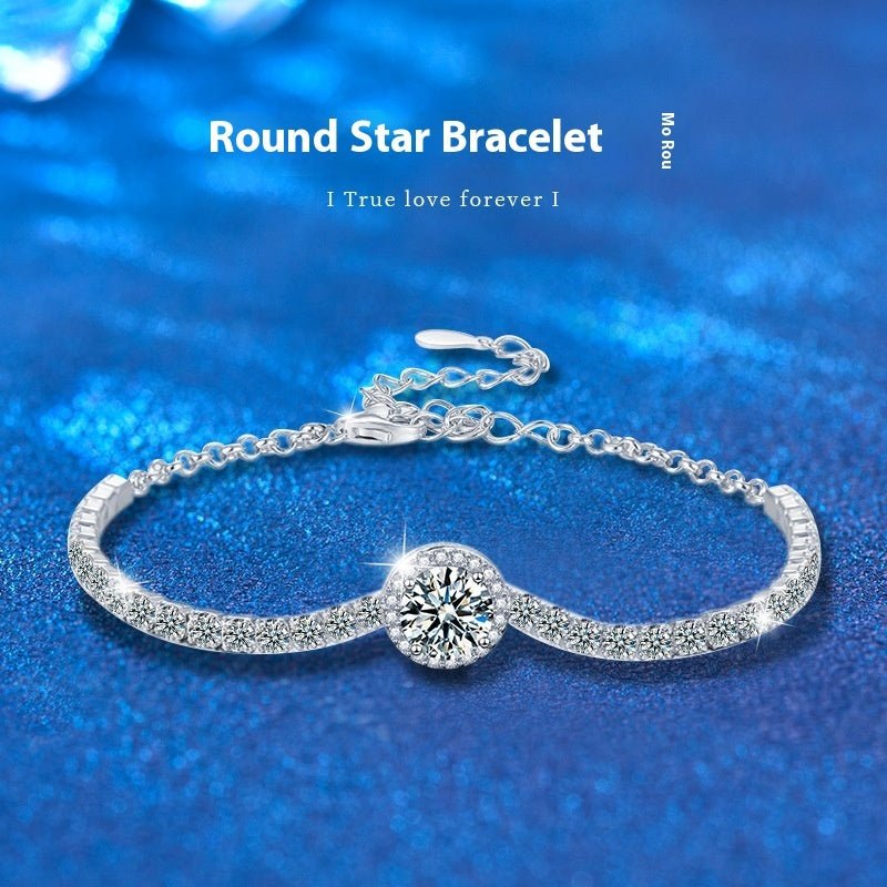 Starry Moissanite 925 Silver Bracelet - Rhyme - and - Chain