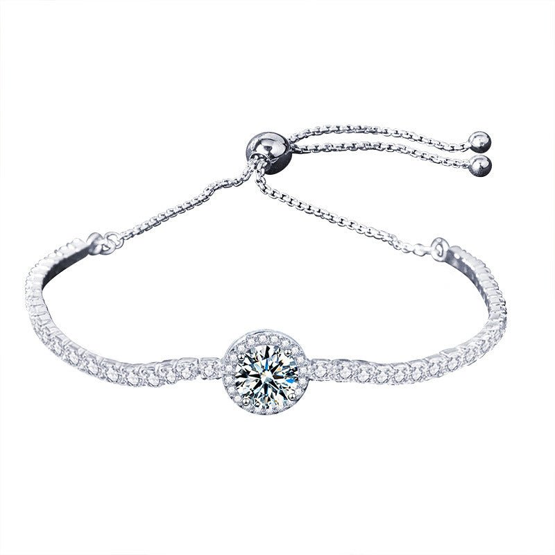 Sterling Silver Moissanite Starry Women's Bracelet - Rhyme - and - Chain