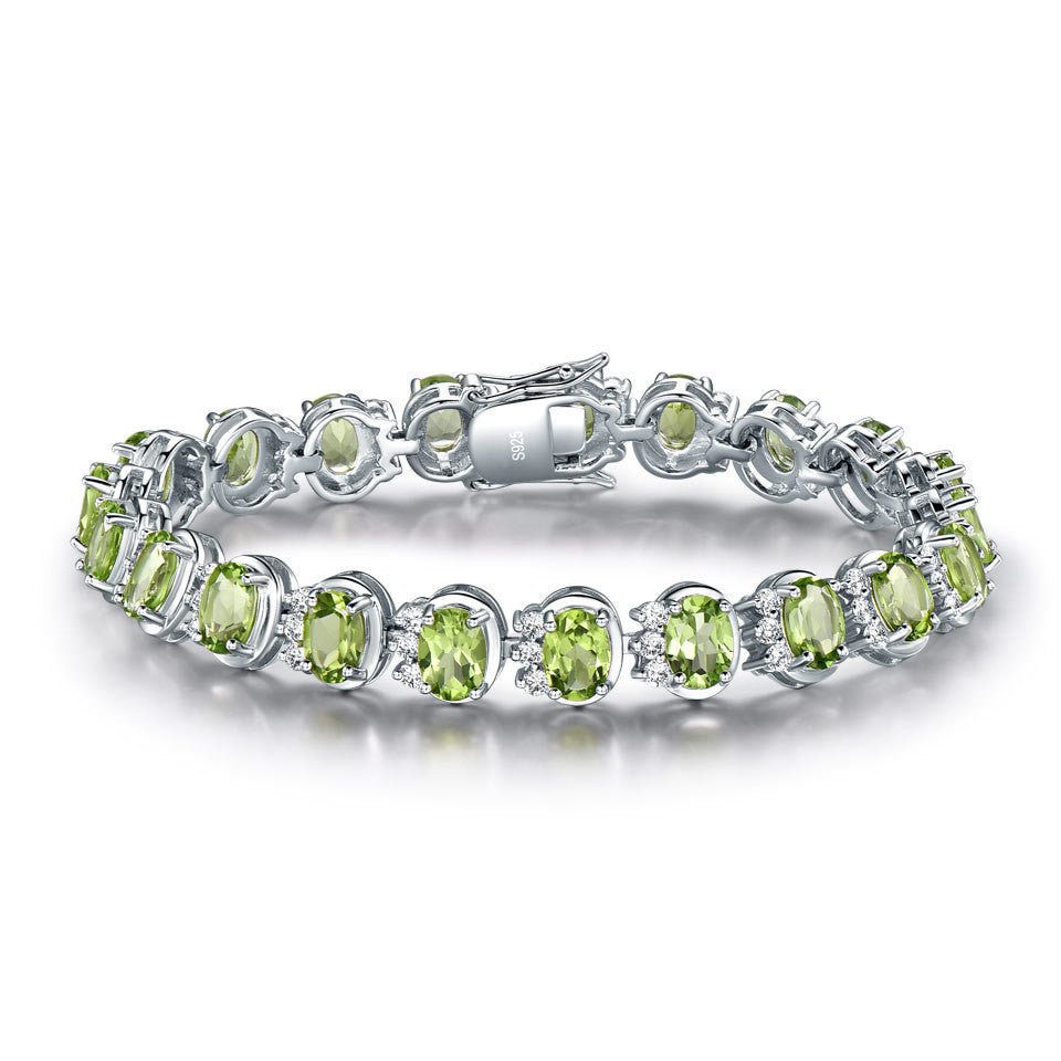 Sterling Silver Natural Peridot Bracelet Wedding Gemstones - Rhyme - and - Chain