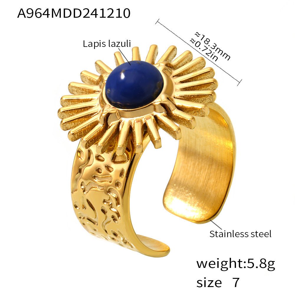 SUNFLOWER Turquoise Karst Opening Adjustable Ring - Rhyme - and - Chain