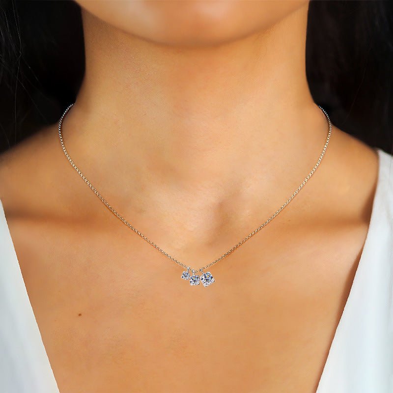 Three stone Moissanite Pendant Collarbone Chain - Rhyme - and - Chain