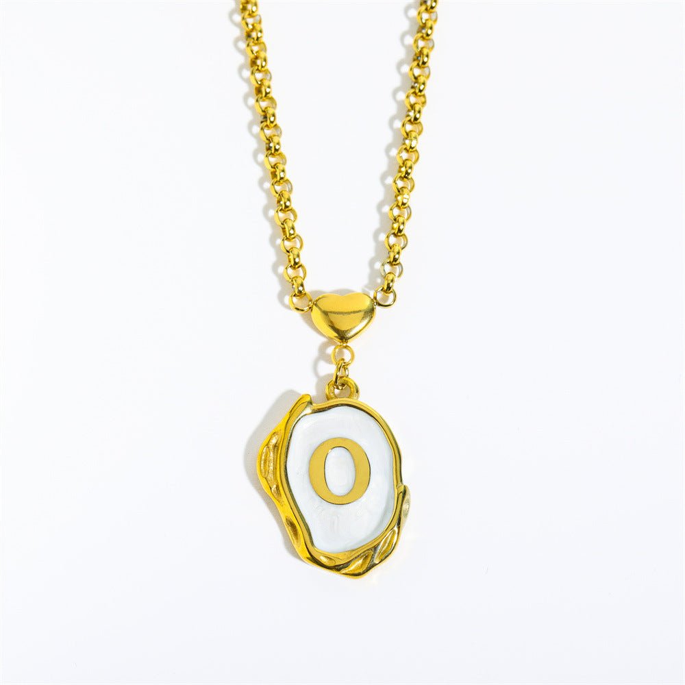 Titanium Steel Drop Oil Three - dimensional Initial Necklace - Rhyme - and - Chain