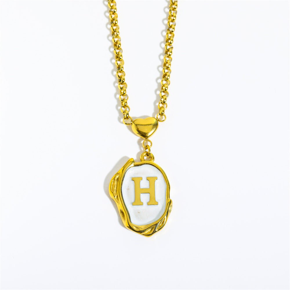 Titanium Steel Drop Oil Three - dimensional Initial Necklace - Rhyme - and - Chain