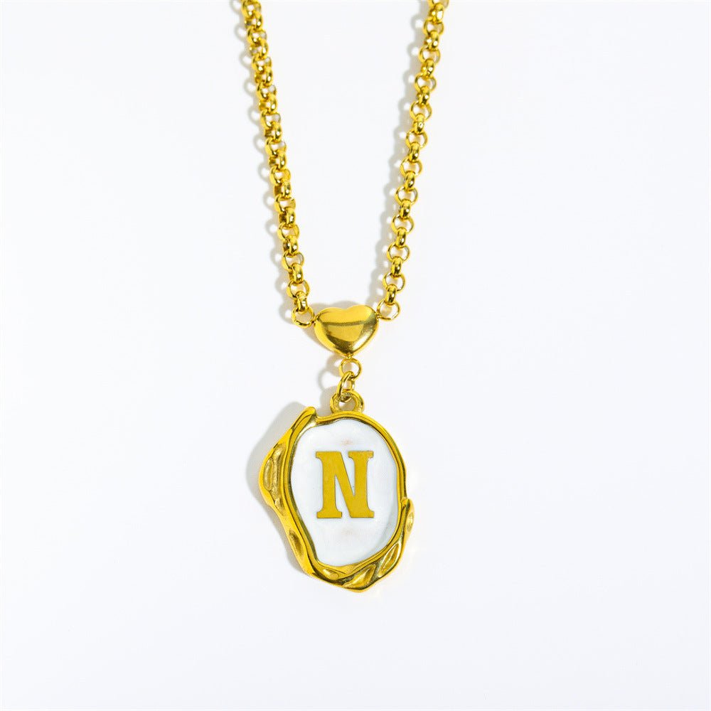 Titanium Steel Drop Oil Three - dimensional Initial Necklace - Rhyme - and - Chain