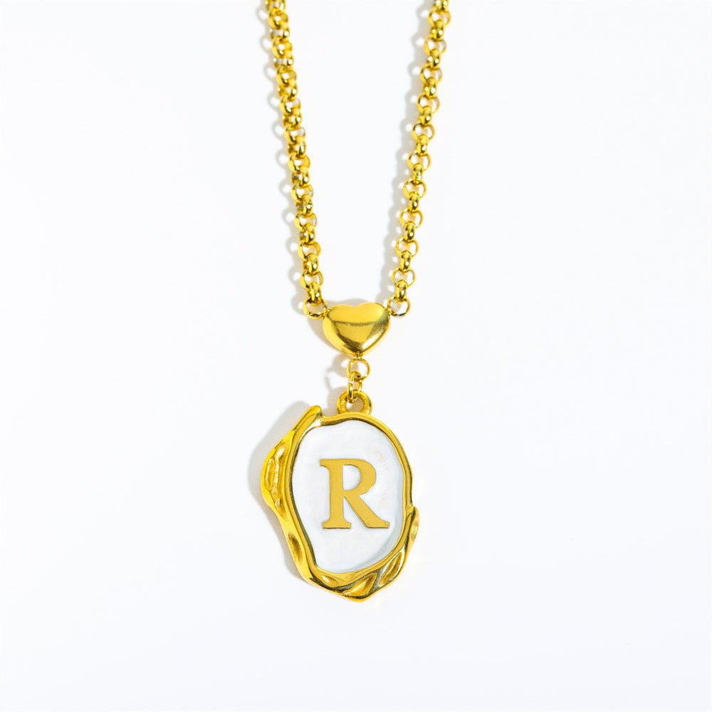 Titanium Steel Drop Oil Three - dimensional Initial Necklace - Rhyme - and - Chain