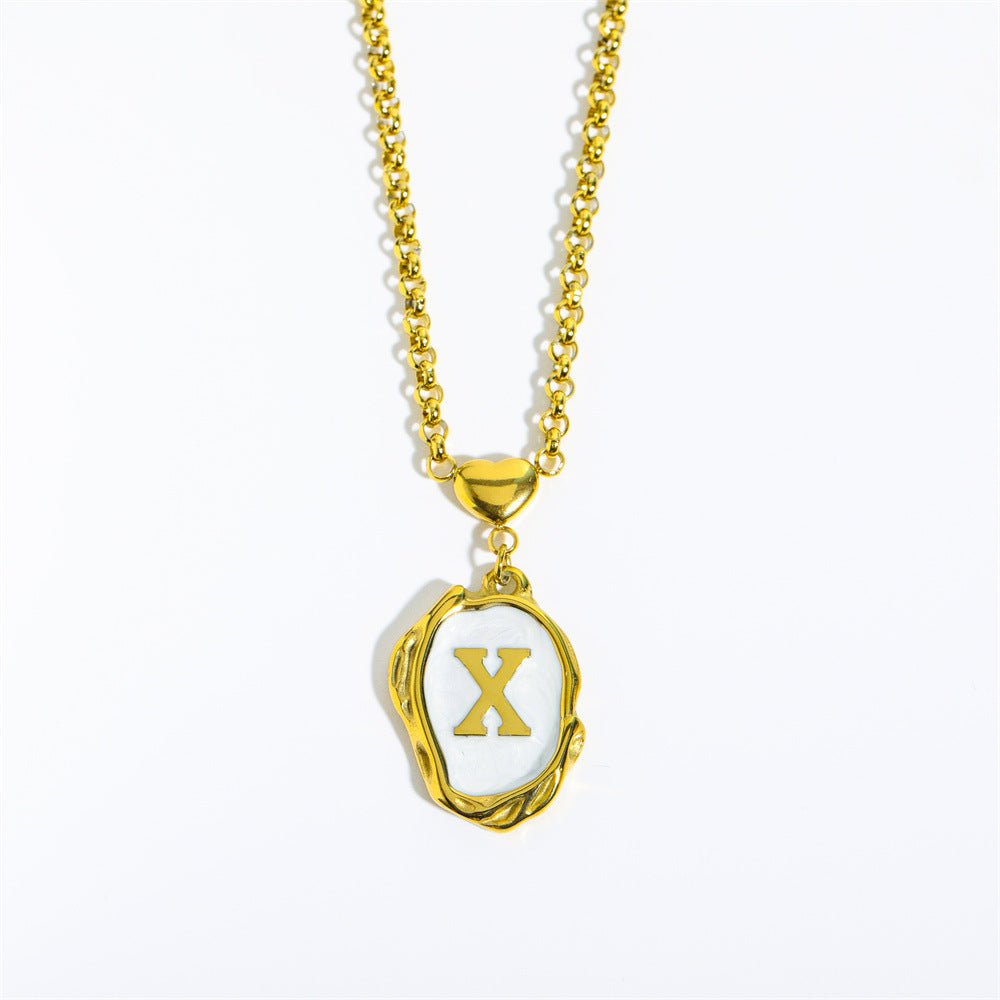 Titanium Steel Drop Oil Three - dimensional Initial Necklace - Rhyme - and - Chain