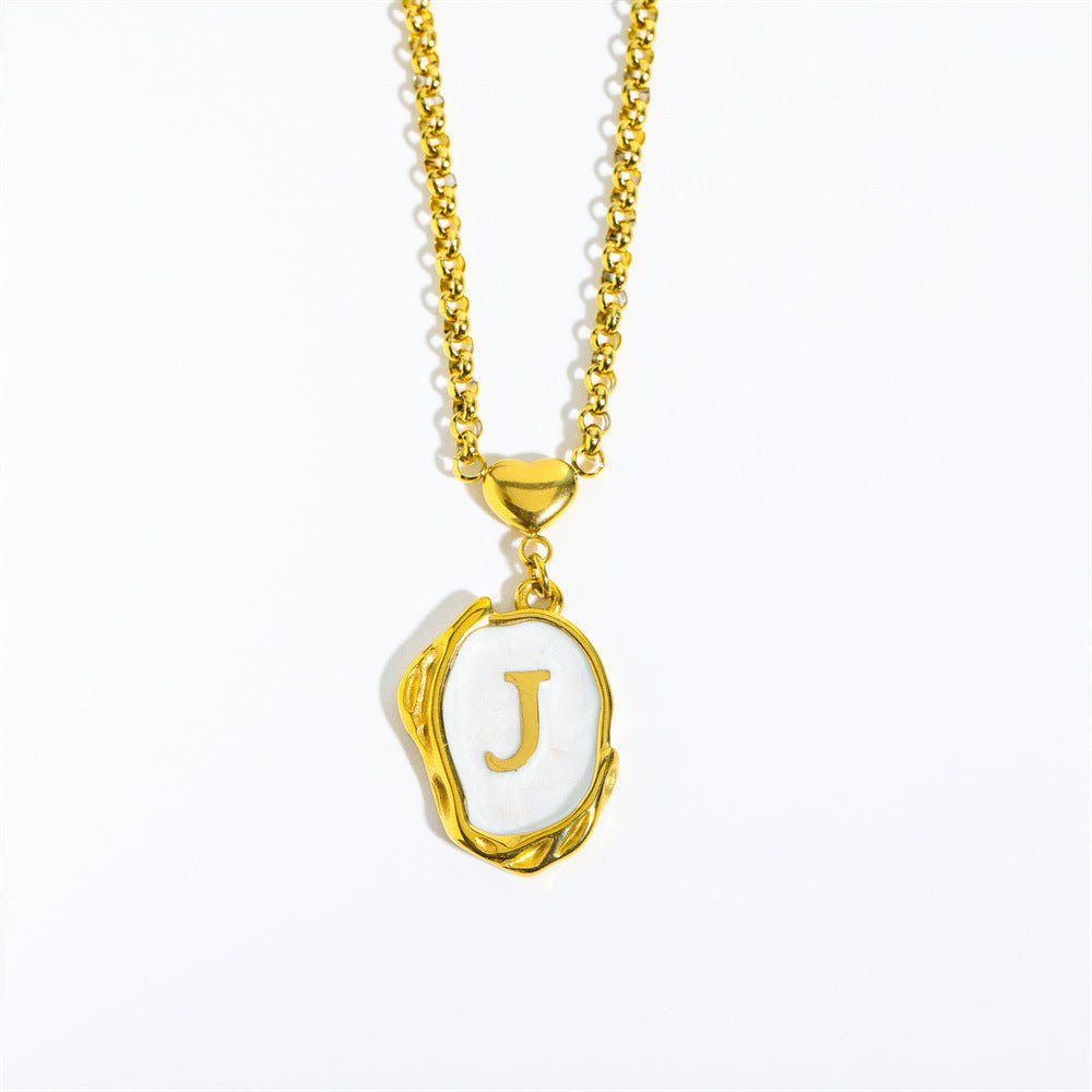 Titanium Steel Drop Oil Three - dimensional Initial Necklace - Rhyme - and - Chain