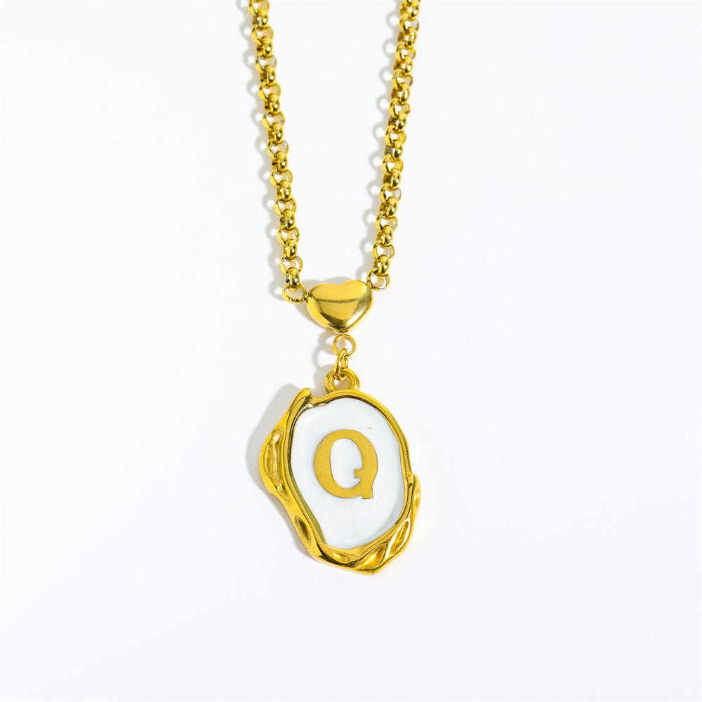 Titanium Steel Drop Oil Three - dimensional Initial Necklace - Rhyme - and - Chain