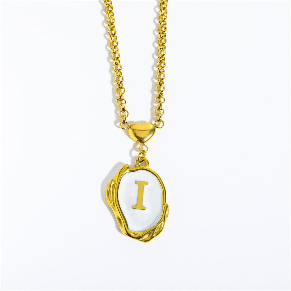 Titanium Steel Drop Oil Three - dimensional Initial Necklace - Rhyme - and - Chain