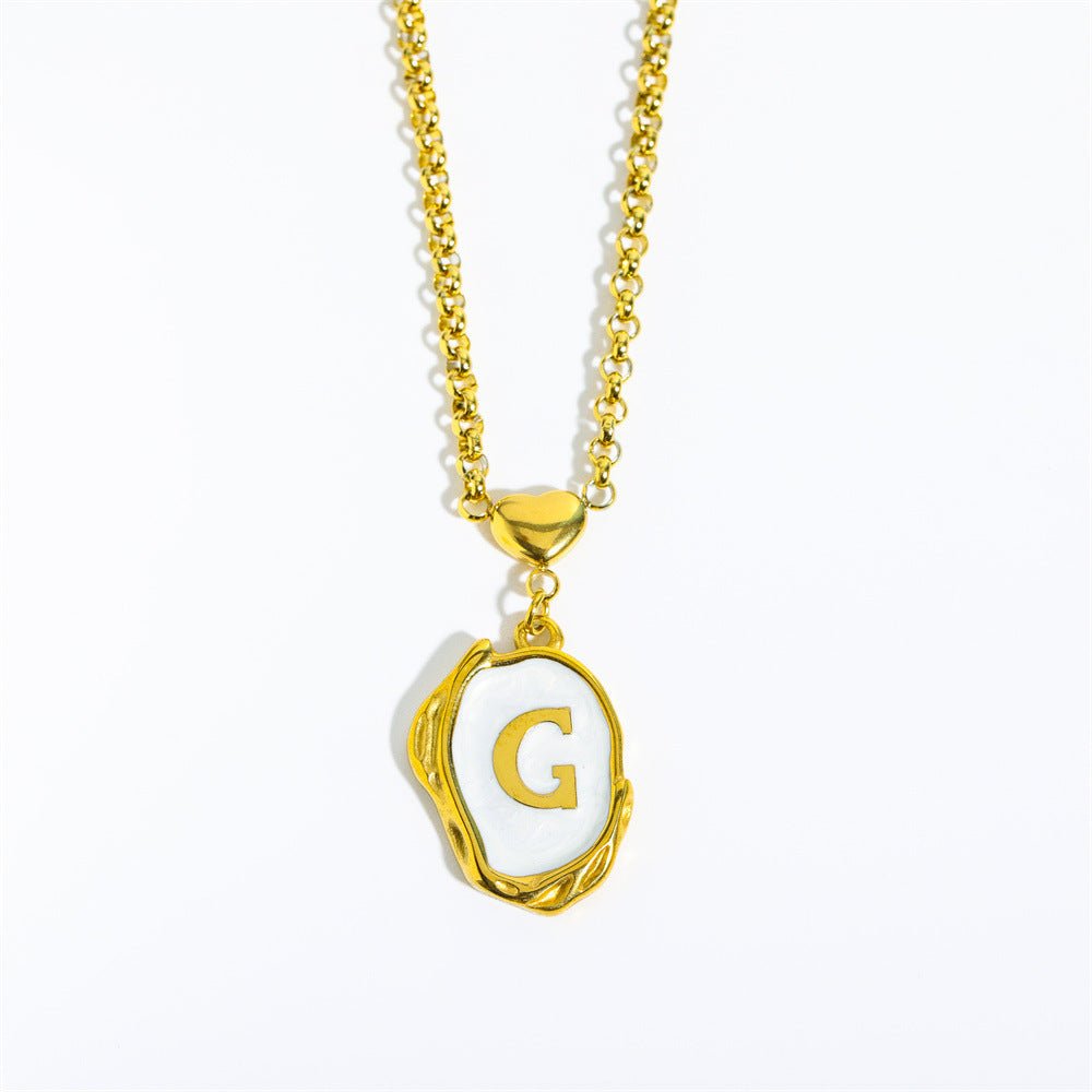 Titanium Steel Drop Oil Three - dimensional Initial Necklace - Rhyme - and - Chain