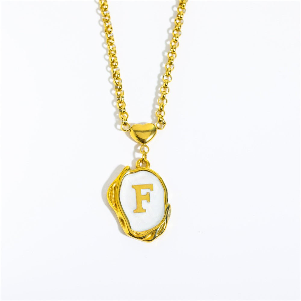 Titanium Steel Drop Oil Three - dimensional Initial Necklace - Rhyme - and - Chain