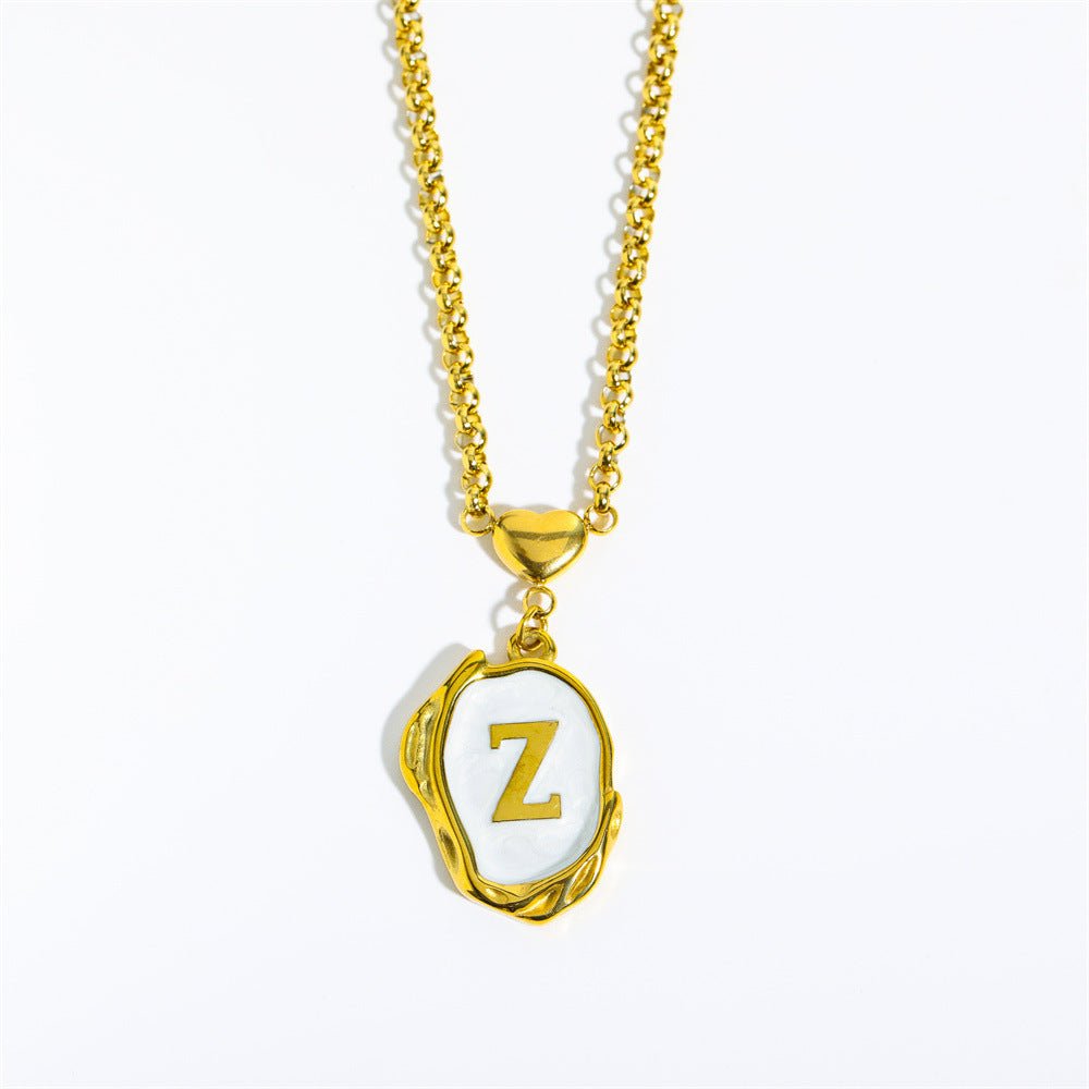 Titanium Steel Drop Oil Three - dimensional Initial Necklace - Rhyme - and - Chain