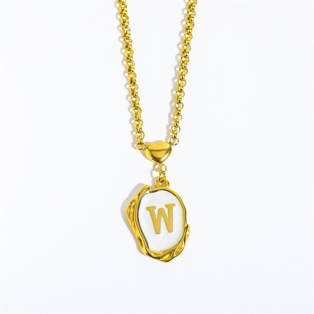 Titanium Steel Drop Oil Three - dimensional Initial Necklace - Rhyme - and - Chain