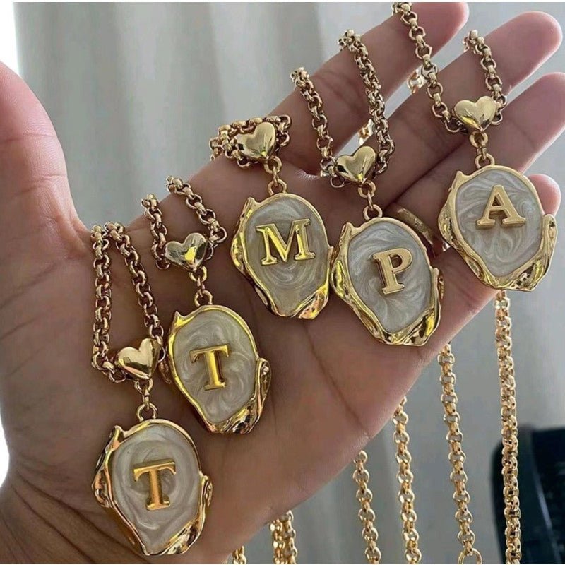 Titanium Steel Drop Oil Three - dimensional Initial Necklace - Rhyme - and - Chain