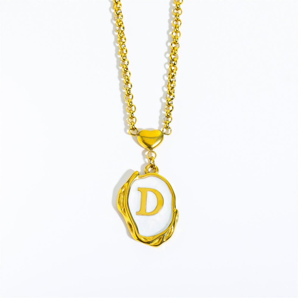 Titanium Steel Drop Oil Three - dimensional Initial Necklace - Rhyme - and - Chain