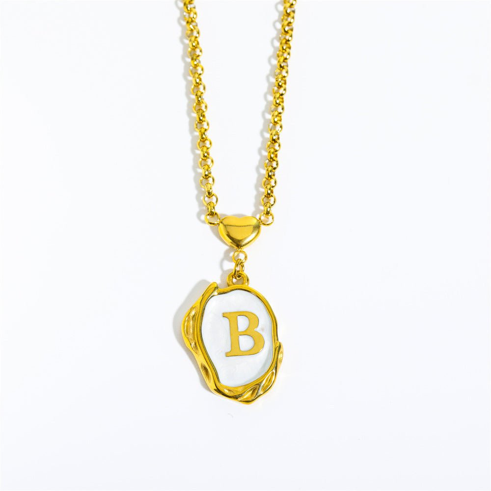 Titanium Steel Drop Oil Three - dimensional Initial Necklace - Rhyme - and - Chain