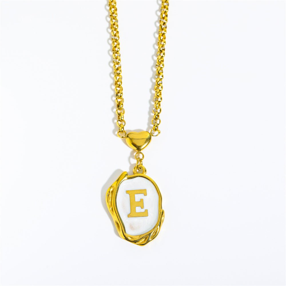 Titanium Steel Drop Oil Three - dimensional Initial Necklace - Rhyme - and - Chain