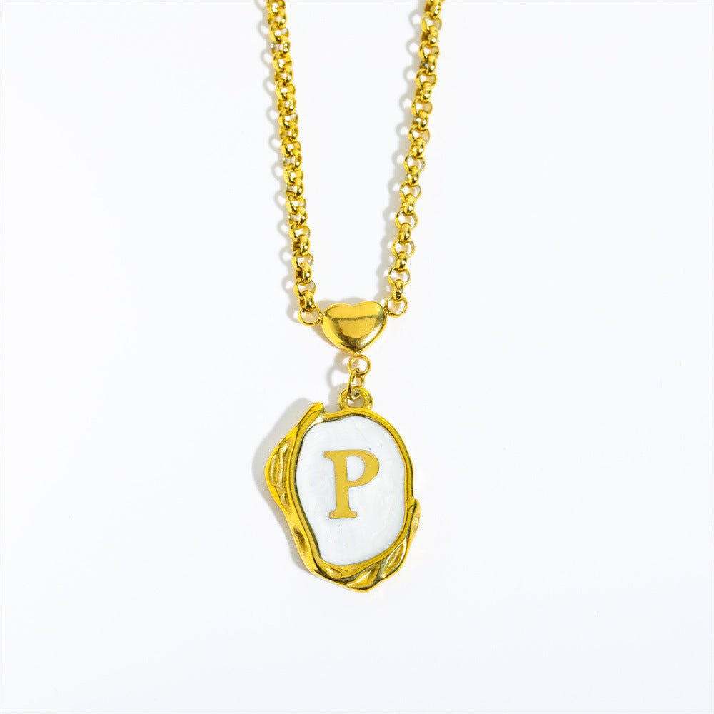 Titanium Steel Drop Oil Three - dimensional Initial Necklace - Rhyme - and - Chain