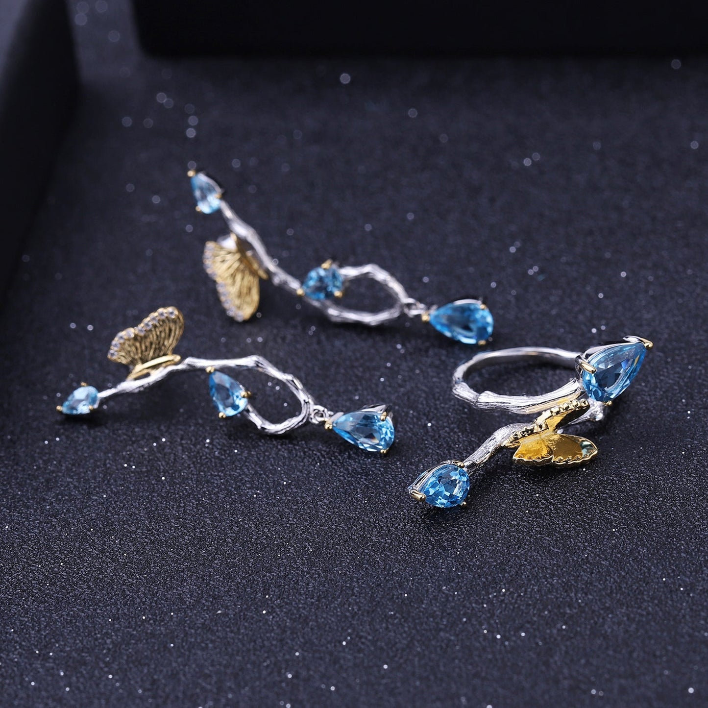 Topaz Simple Natural Style Butterfly Earrings - Rhyme - and - Chain