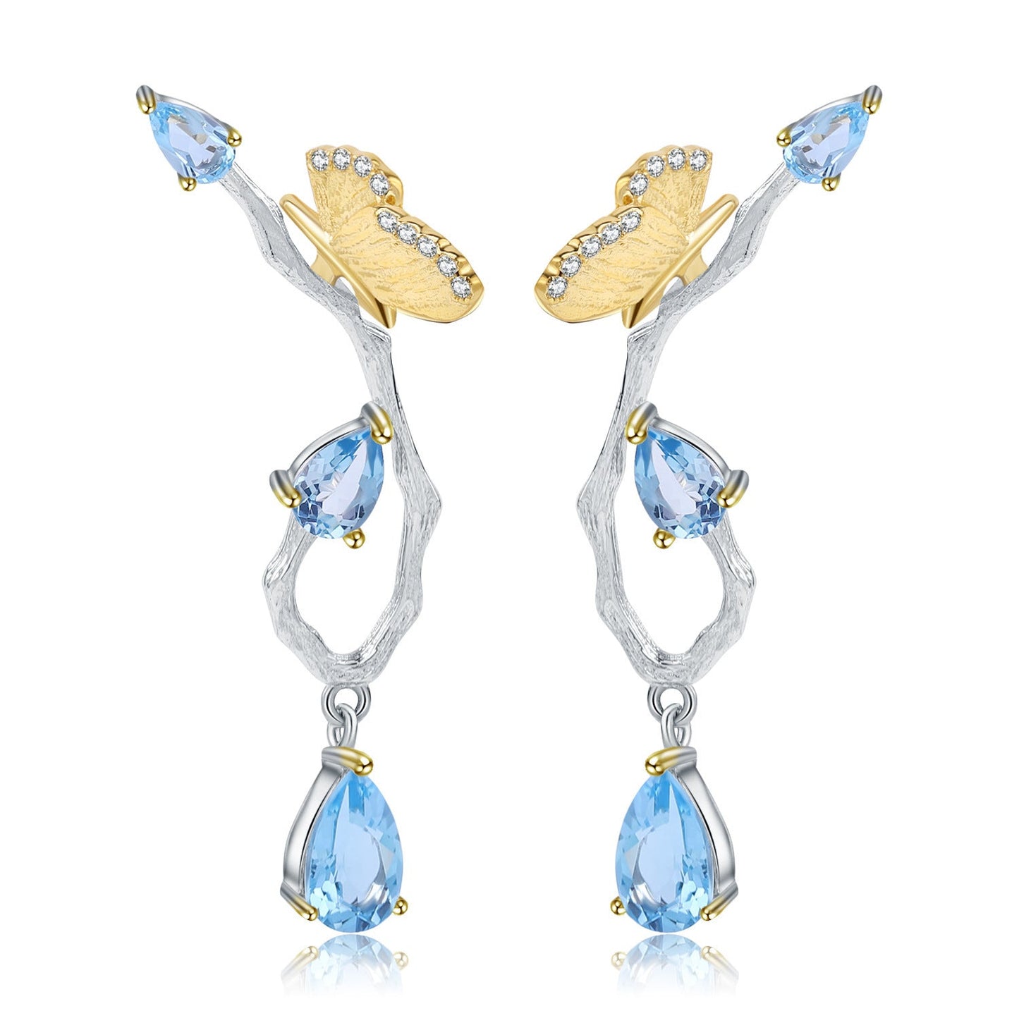 Topaz Simple Natural Style Butterfly Earrings - Rhyme - and - Chain