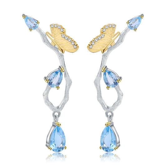 Topaz Simple Natural Style Butterfly Earrings - Rhyme - and - Chain