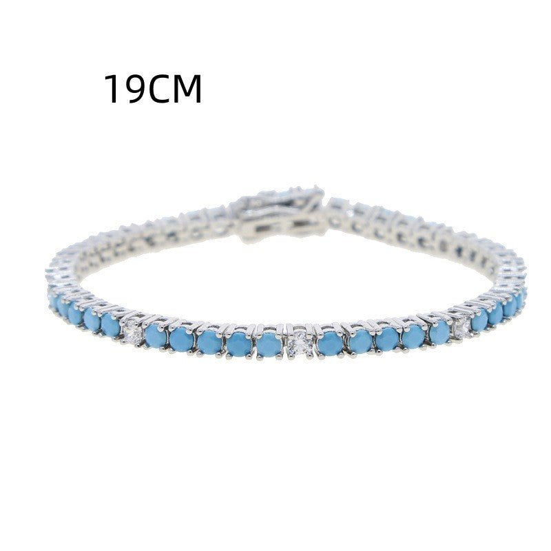 Turquoise Tennis Chain Simple Fashion Zircon Bracelet - Rhyme - and - Chain