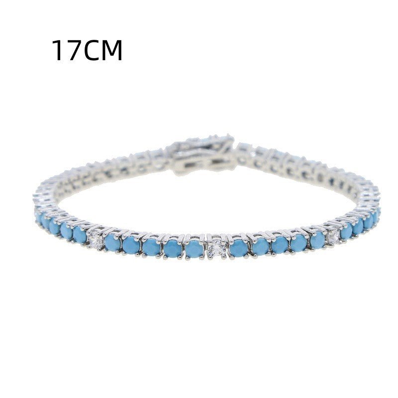 Turquoise Tennis Chain Simple Fashion Zircon Bracelet - Rhyme - and - Chain