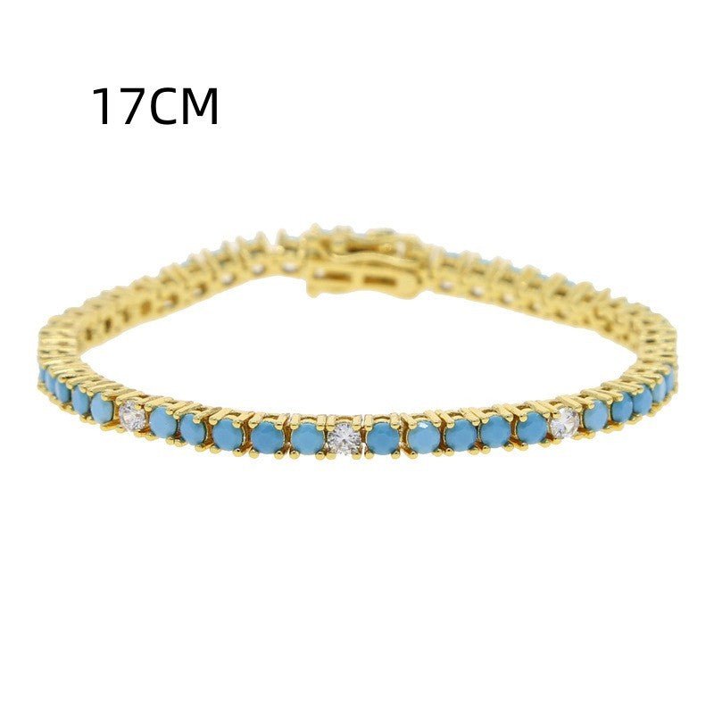 Turquoise Tennis Chain Simple Fashion Zircon Bracelet - Rhyme - and - Chain