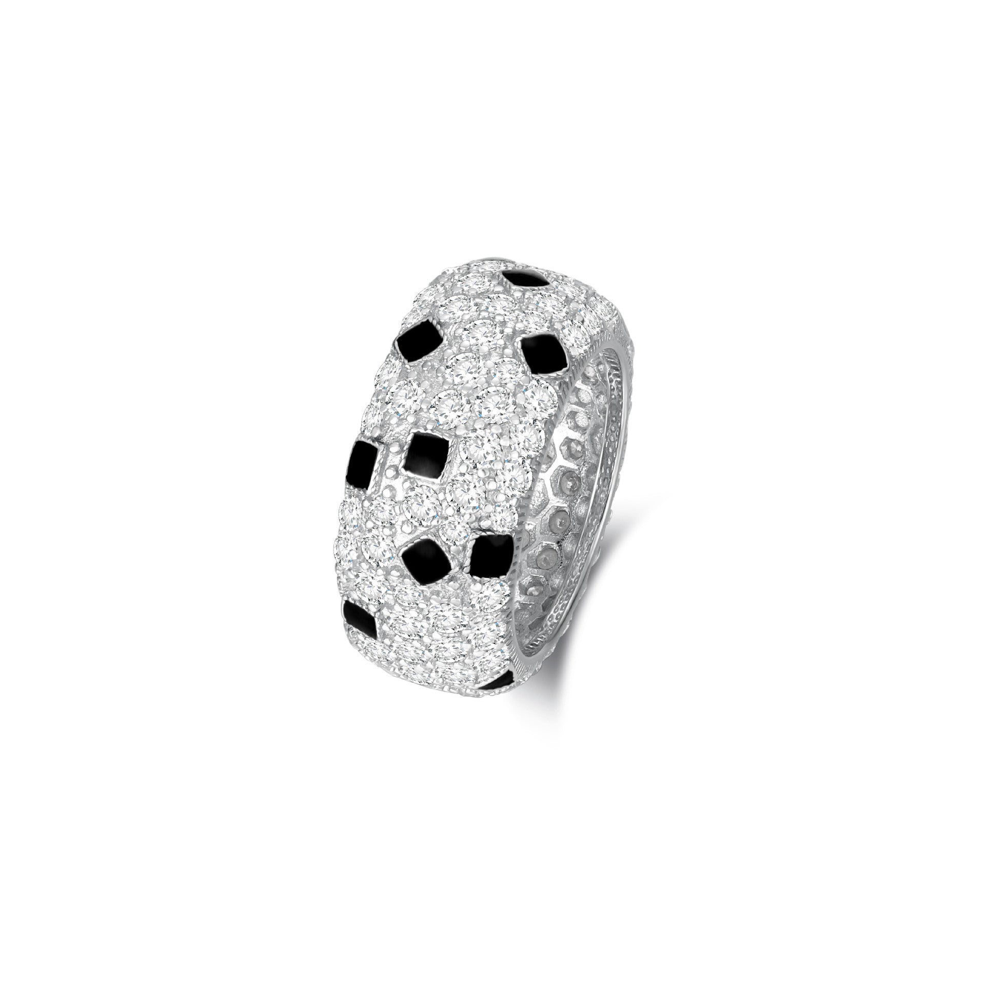 Vintage Enamel Leopard Ring 925 Sterling Silver Iced Out CZ - Rhyme - and - Chain