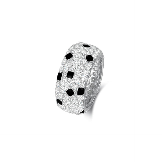 Vintage Enamel Leopard Ring 925 Sterling Silver Iced Out CZ - Rhyme - and - Chain