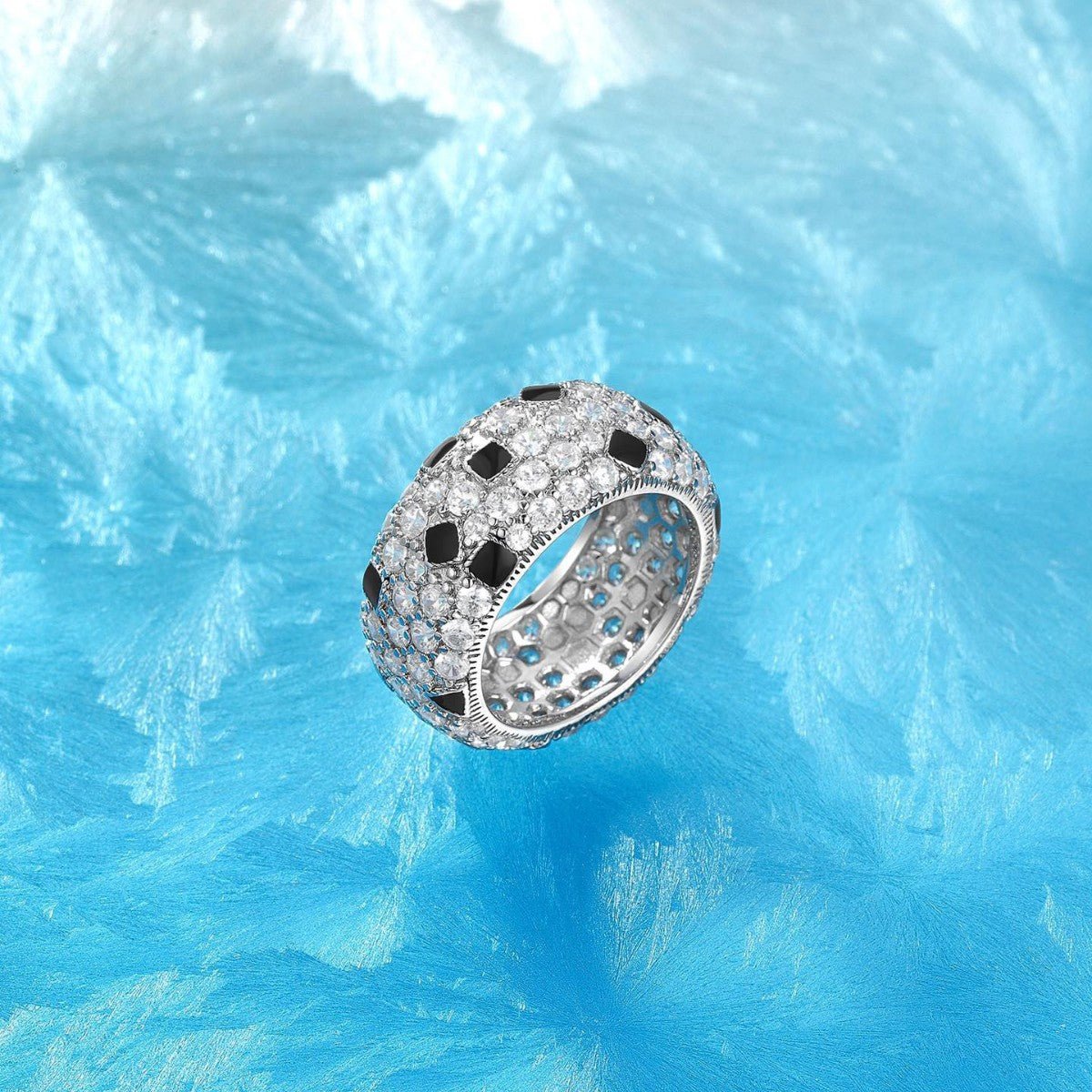 Vintage Enamel Leopard Ring 925 Sterling Silver Iced Out CZ - Rhyme - and - Chain